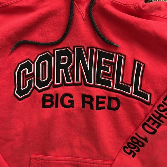 Cornell Embroidered Red Champion Hoodie Sweatshirt - Medium - Picture 2 of 5